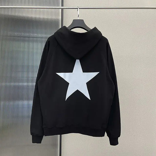 Y2K Aesthetic Star Print Hooded Sweatshirt for Men