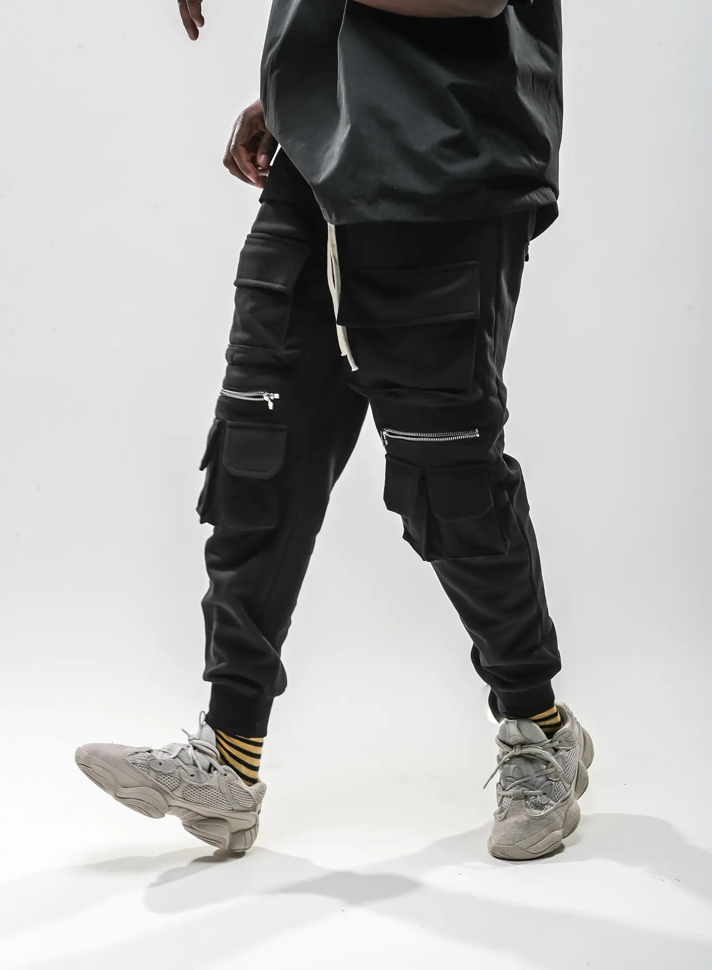 Zipper Cuffed Pants with Pockets - Casual Long Pants