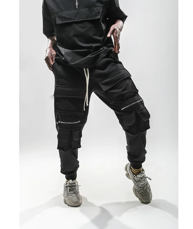Zipper Cuffed Pants with Pockets - Casual Long Pants