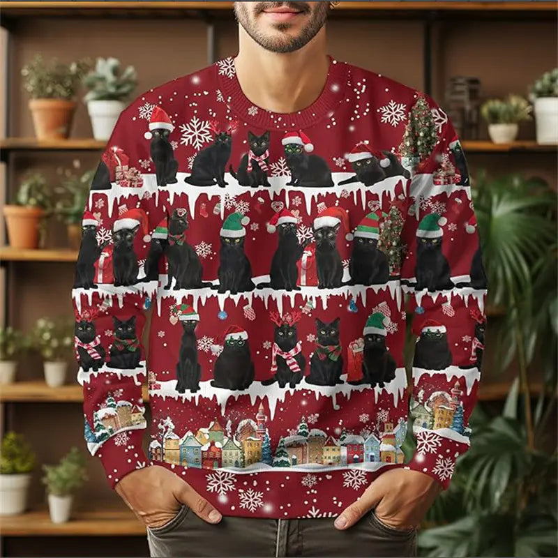 Couple's Christmas Deer Print Sweatshirts for Fall
