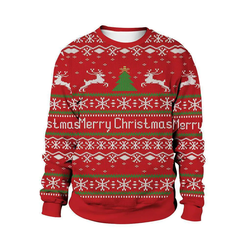 Couple's Christmas Deer Print Sweatshirts for Fall