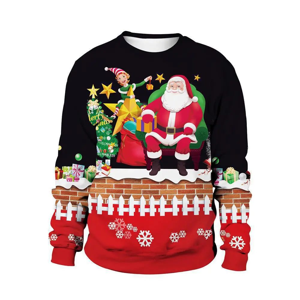 Couple's Christmas Deer Print Sweatshirts for Fall