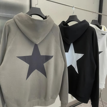 Y2K Aesthetic Star Print Hooded Sweatshirt for Men