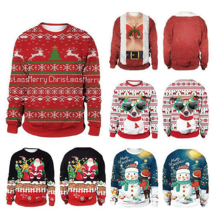 Couple's Christmas Deer Print Sweatshirts for Fall