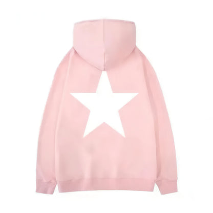 Y2K Aesthetic Star Print Hooded Sweatshirt for Men