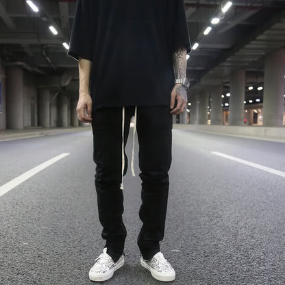 Drawstring Slim Fit Cargo Pants, Camo Casual Pants