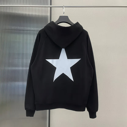 Y2K Aesthetic Star Print Hooded Sweatshirt for Men