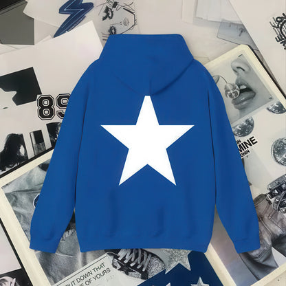Y2K Aesthetic Star Print Hooded Sweatshirt for Men
