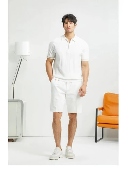 Fashion Short-Sleeved Lapel Zipper Polo