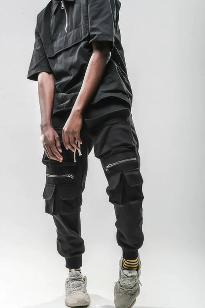 Zipper Cuffed Pants with Pockets - Casual Long Pants