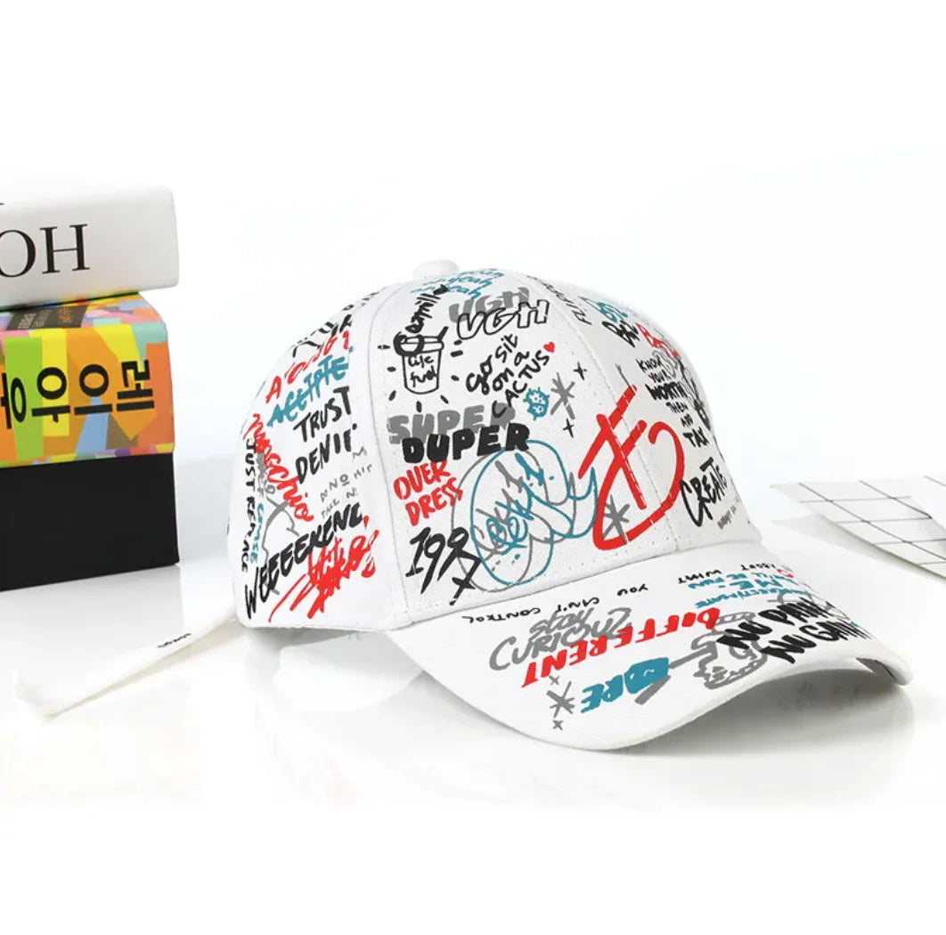 Trendy Graffiti Print Colorful Cap