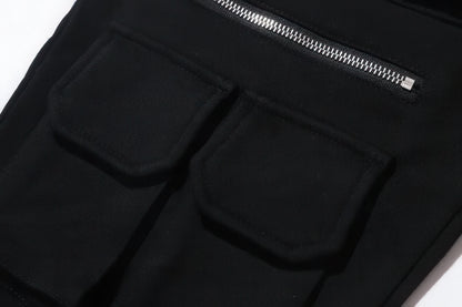 Zipper Cuffed Pants with Pockets - Casual Long Pants