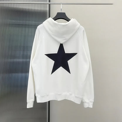 Y2K Aesthetic Star Print Hooded Sweatshirt for Men