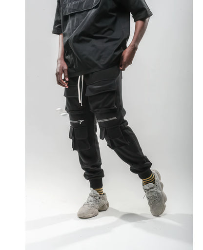 Zipper Cuffed Pants with Pockets - Casual Long Pants