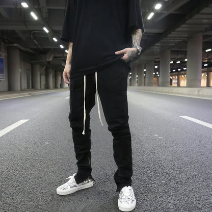 Drawstring Slim Fit Cargo Pants, Camo Casual Pants