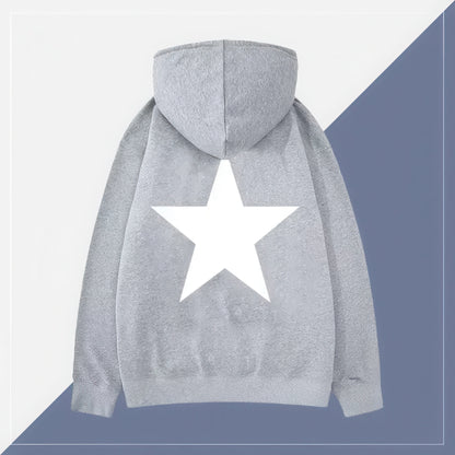 Y2K Aesthetic Star Print Hooded Sweatshirt for Men