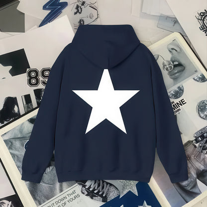 Y2K Aesthetic Star Print Hooded Sweatshirt for Men