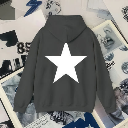 Y2K Aesthetic Star Print Hooded Sweatshirt for Men