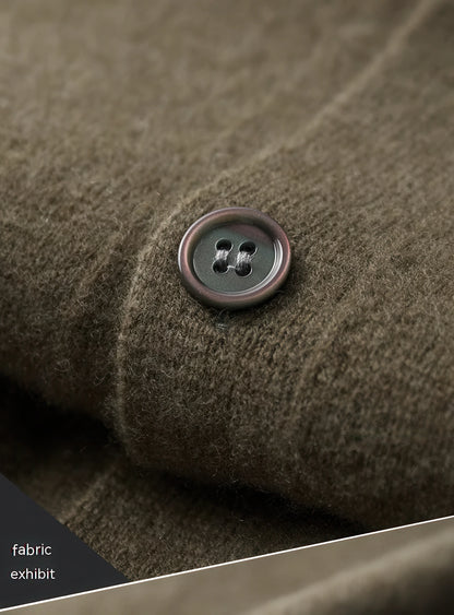 Men's Polo Collar Solid Color Wool Cardigan