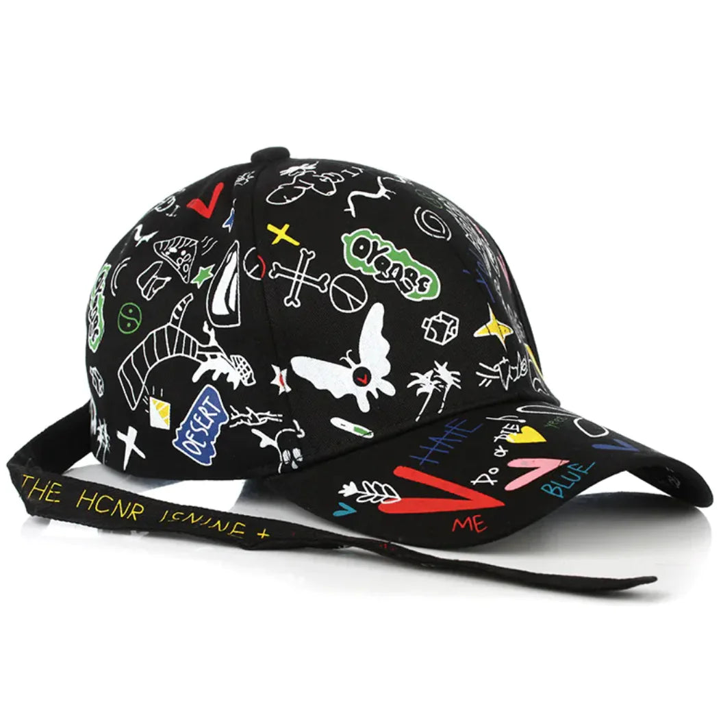 Trendy Graffiti Print Colorful Cap